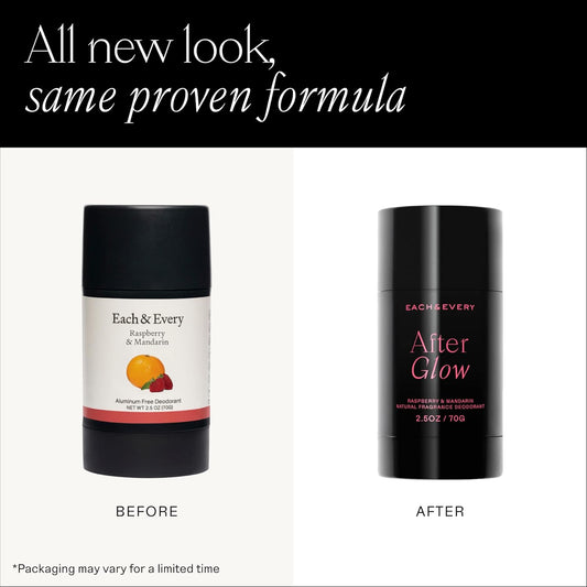 Each & Every Aluminum Free Deodorant for Women & Men, Raspberry & Mandarin - All Natural Deodorant for Sensitive Skin, EWG Verified - Clean, Baking Soda-Free, Plant-Based Fragrance - 2.5oz, 2 Pack