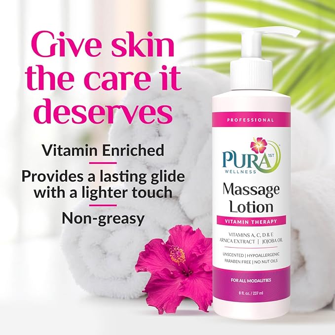PURA Vitamin Therapy Massage Lotion, Massage Lotion Therapy Professional Deep Tissue Therapy, Pura Wellness Vitamin Therapy Lotion Unscented Lotion for Physical Therapy and Recovery, 8 oz