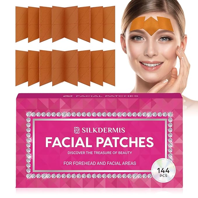 Anti Forehead Wrinkle Patches: Anti Wrinkle Facial Patches overnight- Forehead Wrinkles Treatment 144 pcs (Red(144 pcs))