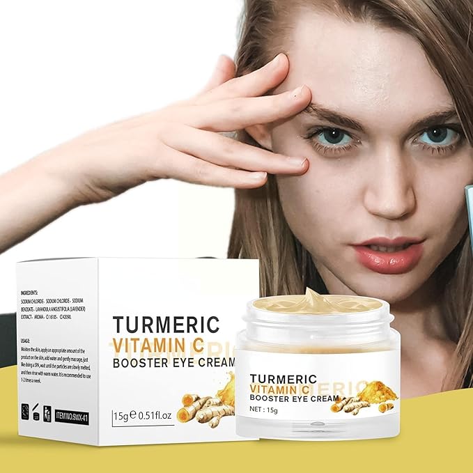 2PCS Turmeric Vitamin C Eye Cream for Wrinkle Dark Circles Under Eye Treatment Women Firm Hydrating brightening Correcting Turmeric Eyes moisturizer Cream
