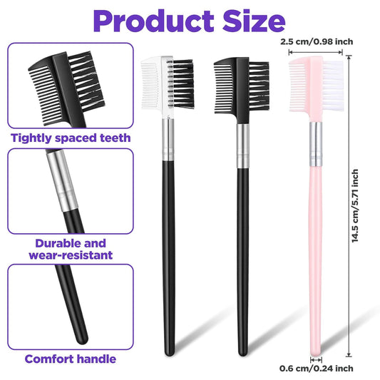 3pcs Eye Lash Brushes Separator, Eyebrow Comb for Women, Dual-Head Eyebrow Brush and Comb for Eliminating Mascara Clumps, Grooming Shaping Brow, Separating Lashes, Eyelashes Extension