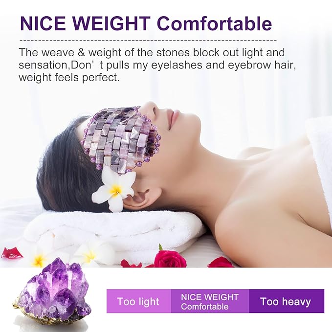 gemshan Jade Eye Mask, Amethyst Crystal Mask,Gemstone Eye Mask Anti Aging Therapy Hot or Cold Using (#2-Amethyst)