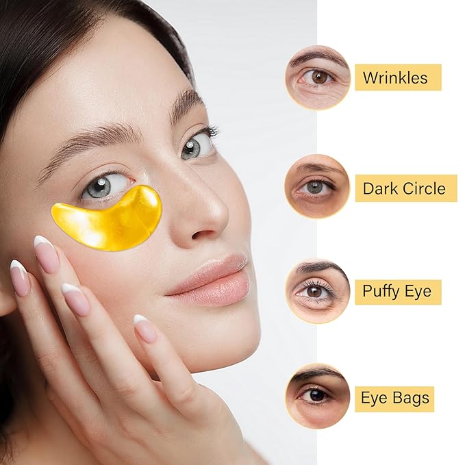 25 Paris Under Eye Patches Eye Mask for Puffy Eyes, Reducing Dark Circles, Anti-Aging & Refreshing, Collagen Eye Mask Eye Pads for Skin Care, 24K Gold