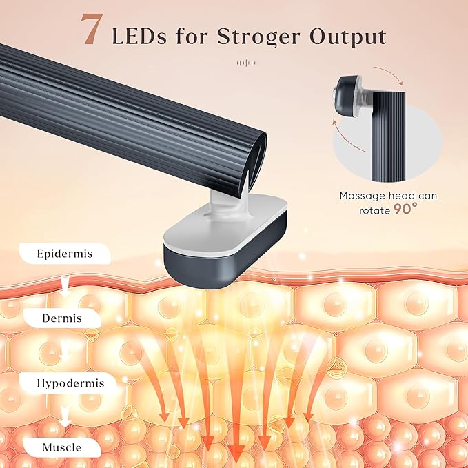 Allnice Light Therapy Wand 7 in 1 Red Light Therapy for Face and Neck, LED Light Therapy Face Skincare Wand with Microcurrent Face Neck Massager