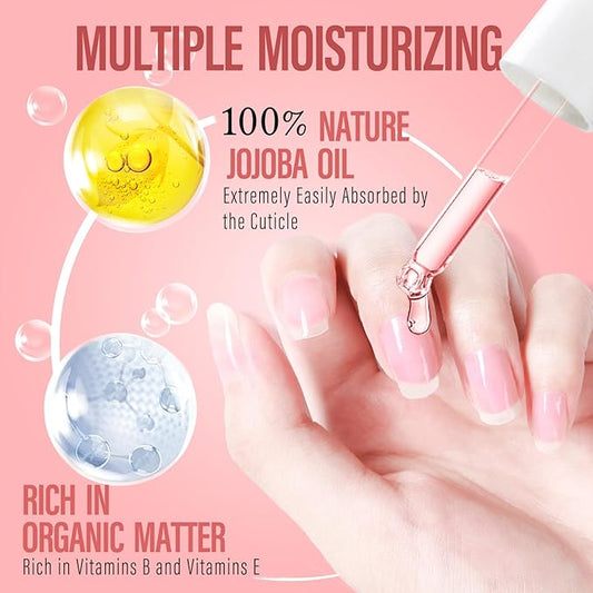 CHUCHU Cuticle Oil for Nails: Rose Jojoba Nail Cuticle Oil for Repair and Strengthening Nails - Vitamin B & E Moisturizes Cuticle and Nail's Skin - Prevents Hangnails and Chapped 15ML