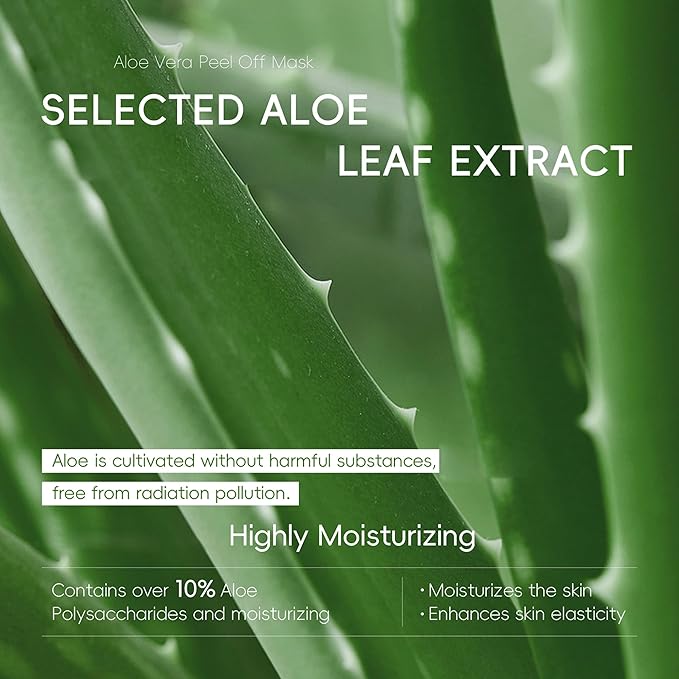 Aloe Vera Gel Peel Off Mask, Peel-Off Face Mask Gel - Natural Hydrating Aloe Vera Peel-Off Mask Long-lasting Moisturizing & Locks in Moisture for Dry, Oily & Sensitive Skin, 1.76Oz