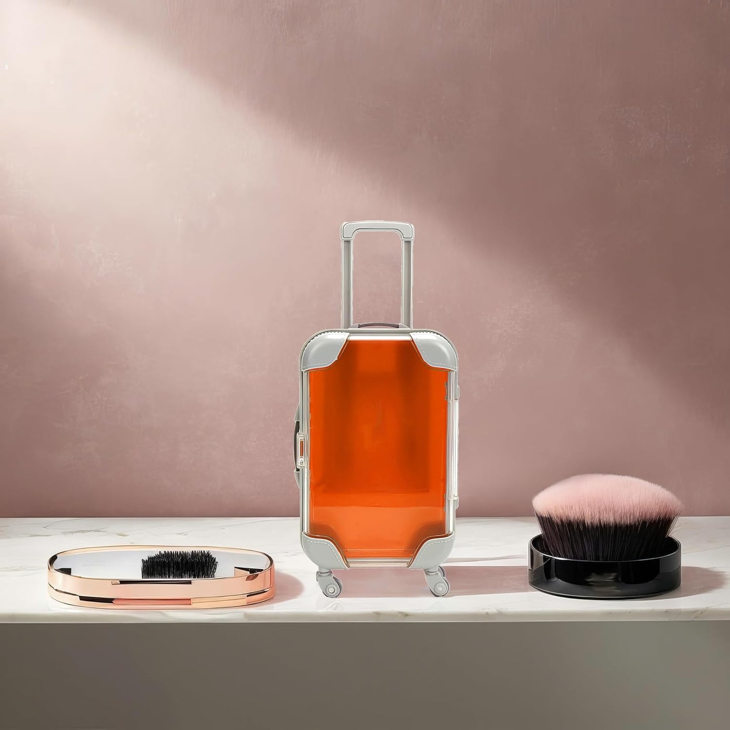 False Eyelash Storage Box, Portable Travel Organizer Mini Luggage False Eyelash Tray Makeup Tool (ORANGE)