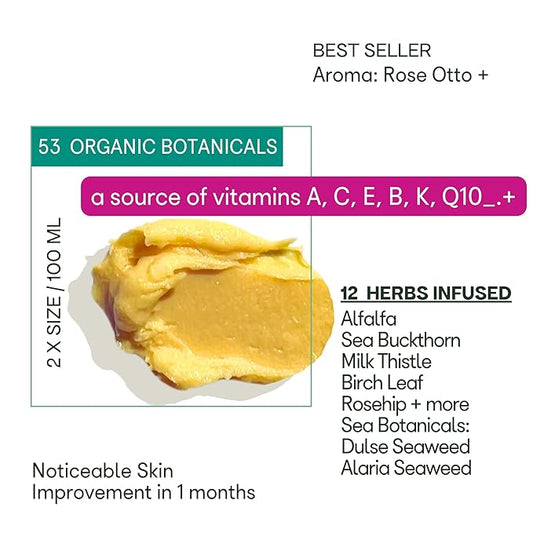 ORGANIC28+. 100% Organic Face Cream – USA Made. 53 Botanicals. 2 X Size. Revitalization Night Moisturizer Face & Décolletage. Vegan Face Cream. Rejuvenating + Aromatherapy Bulgarian Rose +.3.9 FL. Oz