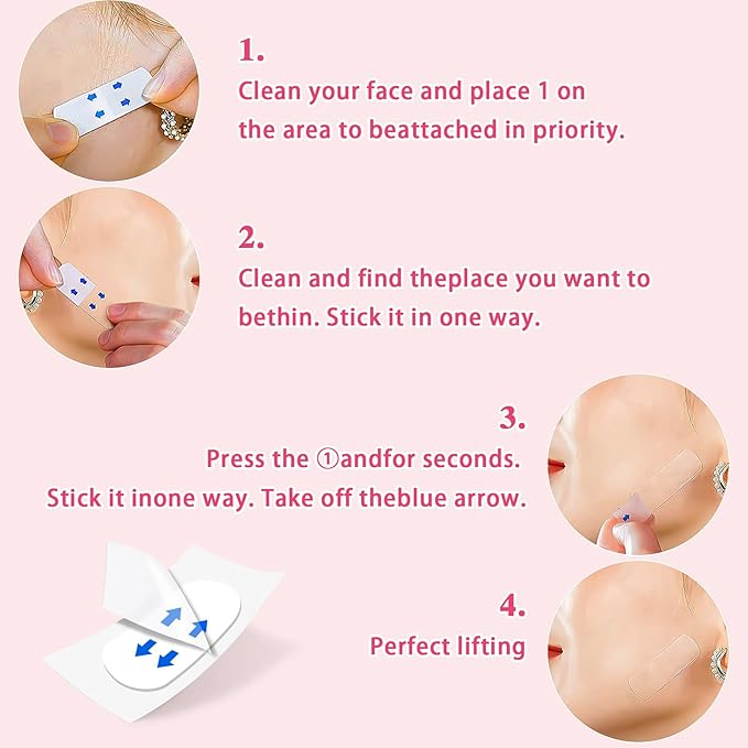 360 Pcs Face Tape, Invisible Face Lifter Sticker Thin, Instant Shape V Face for Saggy Skin Chin Neck Jowls Use Before Makeup(Lasting Waterproof)