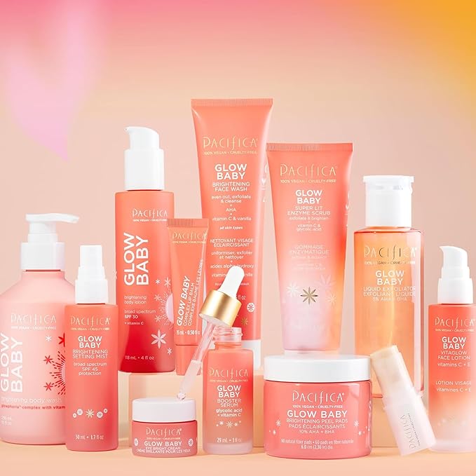 Pacifica Vitamin C Face Serum - Glow Baby Booster Facial Serum - Glycolic Acid Serum For Face - Dark Spot Corrector Anti Aging Brightening - Dermatologist Tested, Fragrance Free, Clean Skin Care Vegan