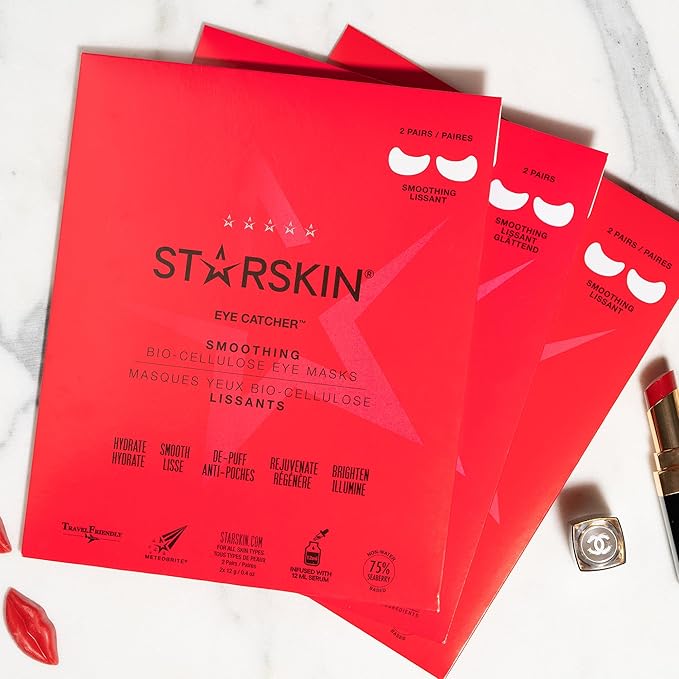 STARSKIN Bio-Cellulose Under Eye Patches, for Dark Circles, Wrinkles, Eye Bags & Puffy Eyes, Brightening, Refining, Eye Catcher, 2 Pairs