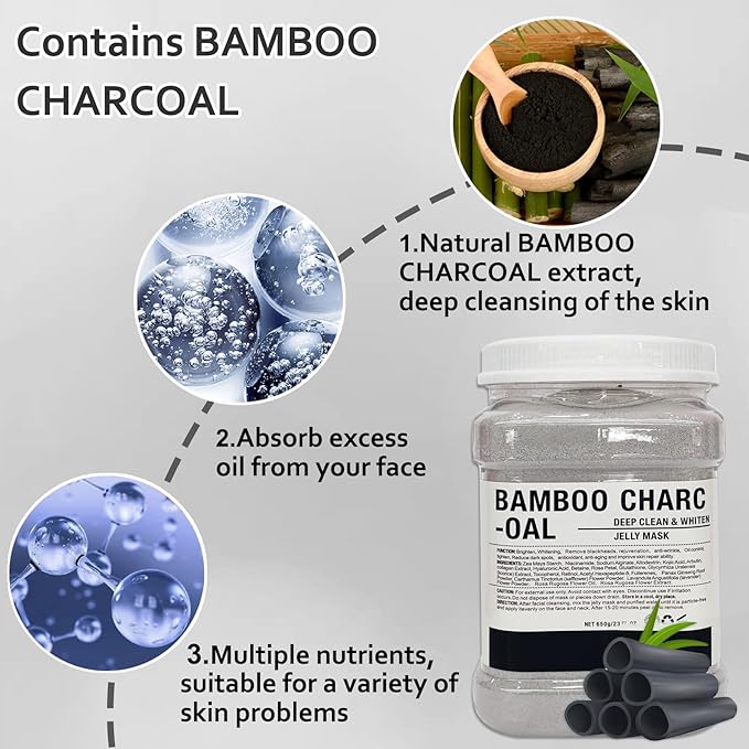Jelly Mask Powder for Facials Care,Hyalorunic Acid Moisturizing Jelly Face Mask,Bamboo Charcoal Jelly Mask for Facials Professional