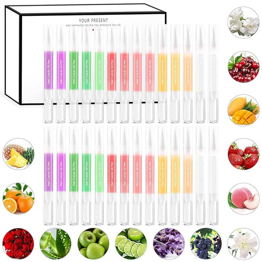 Nail Cuticle Oil Pen 28Pcs Nail Care Oil Pen Nail Nourishment Polish With Vitamins Moisturized Gel Repair For Gel Nails Care