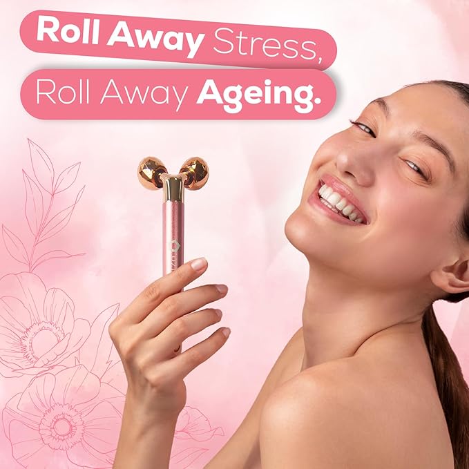 Beauty Bar Facial Rose Quartz 5 in 1 Facial Roller | Portable & Lightweight | and Facial Massage | Rose Quartz (AO001)