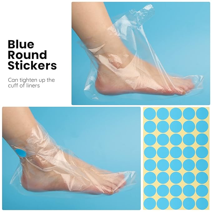 Segbeauty Paraffin Bath Liners for Foot, 400 Counts Plastic Foot Covers, Booties for Feet Thermal Foot Liners, Foot Bags with 400 Snug Closure Stickers for Wax treat-ment Paraffin Wax Machine