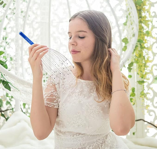 USAGA 28 Fingers Head Scratcher, Head Massager, Scalp Massager for Scalp Body Relaxing (Blue)