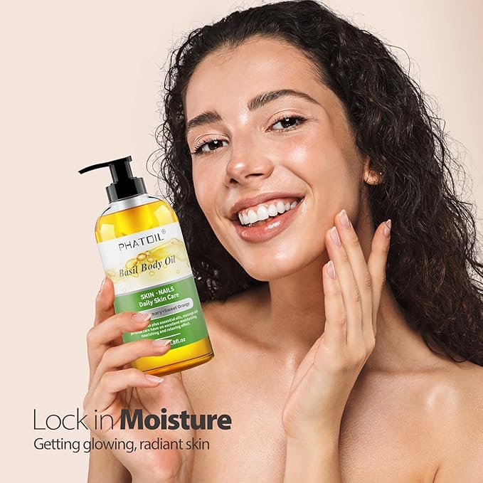 Basil Body Oil 8.8fl.oz and 4fl.oz Organic Cold Pressed Castor Oil