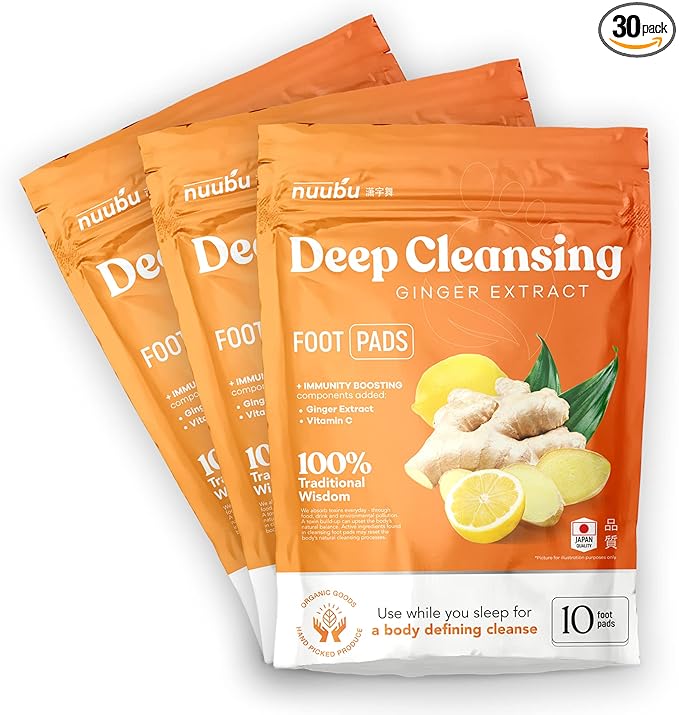 | Ginger Deep Cleansing Foot Pads for Better Sleep & Foot Care | Premium Japanese Organic Feet Pads with Ginger Powder (30 Pc)