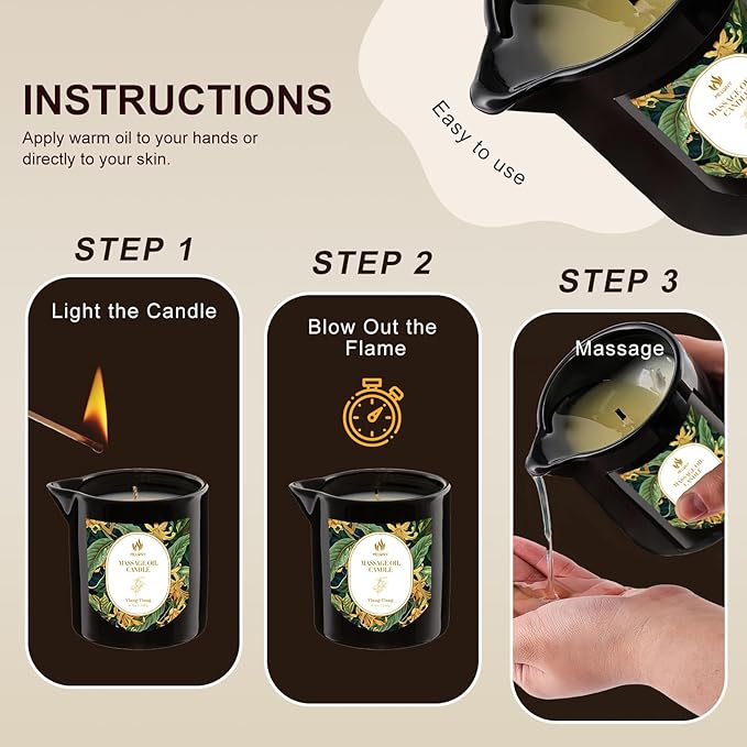 MELONY Massage Oil Candles, Essential Oil+Soy Based, 8.1OZ/230g, Home Spa with Luxurious Body Oil & Lotion Candle, Intensive Skin Treatment Candle, Low Temp Body Safe Wax (Ylang - Ylang)