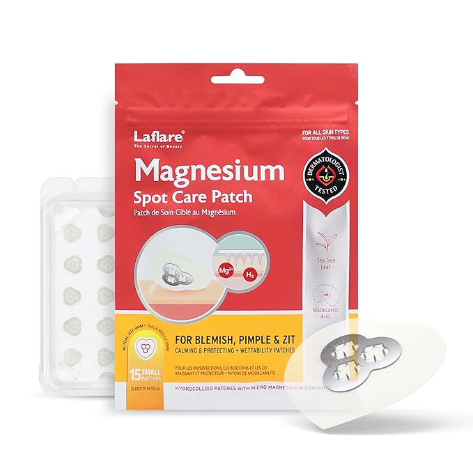 FreeGo Magnesium Acne Patches for Face. Blemish.Zit & Dark Spots from Post-Blemish, Acne .Zit. Self Dissolving,Hydrocolloid, Tee Tree oil & more (S 15pc)