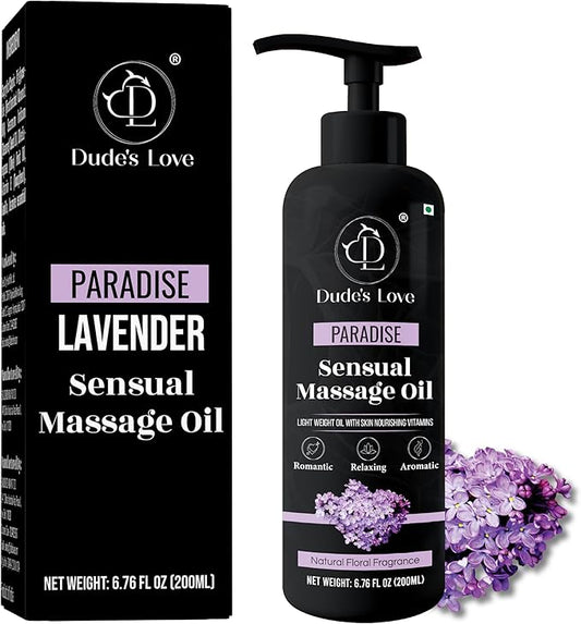 Organic - Edible Floral Sensual Massage Oil for Couple - Lickable | Serenity Scent for Intimate Sexual Moments - No Stain & Non-Sticky | with Coconut Oil, Orange Blossom & Lavender
