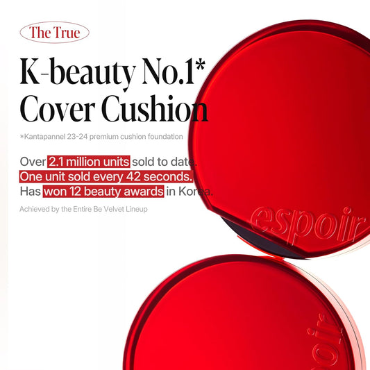 espoir [NEW] Be Velvet Cushion Foundation | Quick and Easy Coverage with Long-lasting Color by Zero Oxidation (#45 Ganache, 0.46 Ounce (Pack of 1))