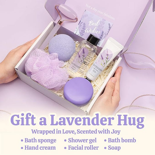 Gift Set for Women,Lavender Relaxing Bath and Body Gift Baskets Self Care Gift Ideas Birthday Gifts, Valentine's Day, Mothers Day, Christmas Gifts