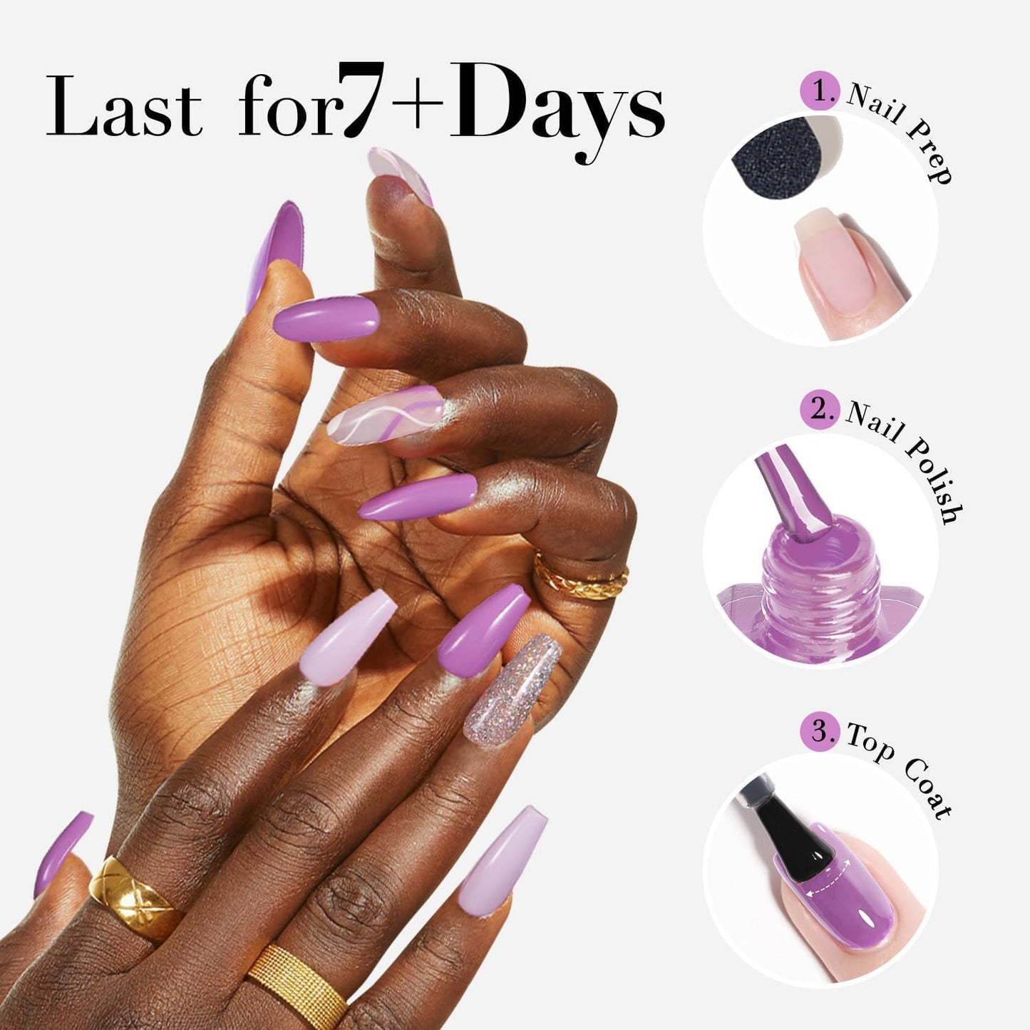 AZUREBEAUTY Lavender Purple Quick Dry Complete Natural Super Lustrous Nail Enamel Polish,Professional for DIY Manicure and Pedicure at Home