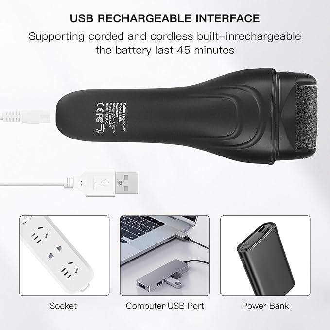 Electric Feet Callus Removers Rechargeable,Portable Electronic Foot File Pedicure Tools, Electric Callus Remover Kit,Professional Pedi Feet Care Perfect for Dead,Hard Cracked Dry Skin Ideal Gift