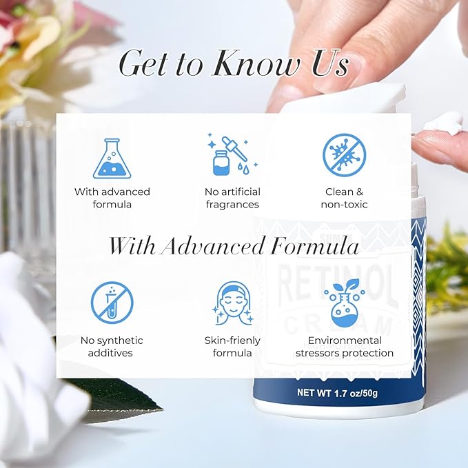 Retinol Cream for Wrinkles: Face Collagen Cream for Tightening Skin - Anti Aging Facial Moisturizer Day and Night for Women