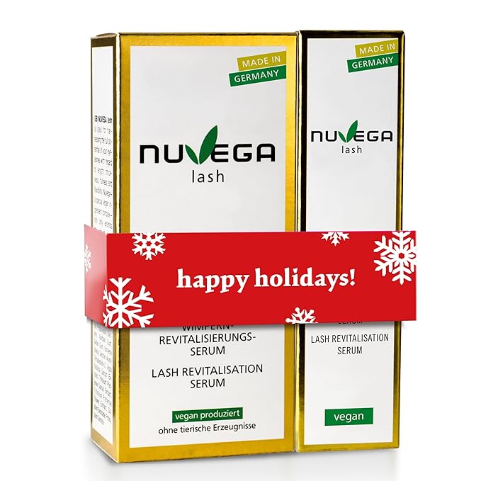 Nuvega Lash - Vegan Eyelash Serum & Eyebrow Serum Set I Longer Eyelashes in 4-6 Weeks I Lash and Eyebrow Growth Serum I Made in Germany I 1ml & 3ml