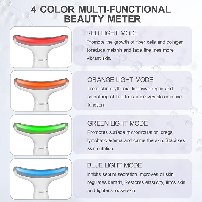 Youngfocus Face-Neck Massager, Vibration, Cooling and Thermal Functions for RedLight Therapy Skin Care, Anti-Aging Facial Massager Wand Improve, Lift, Tightening and Smooth (White)