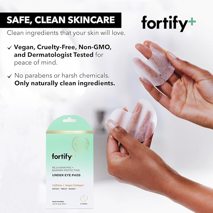 Fortify 9-in-1 Korean Under Eye Pads with Zeolite - Anti Dark Circles & Puffy Eyes Treatment, Dermatologist Tested - 20 Pairs (4 Pack)