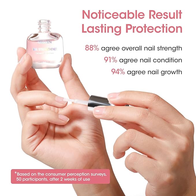 Gellen Nail Strengthener Protein | Nail Growth Strengthen & Repair Thin Weak Damaged Nails | Keratin Calcium Nourish Nail Care Treatment Sakura Scent, 15ml Air Dry Clear Finish