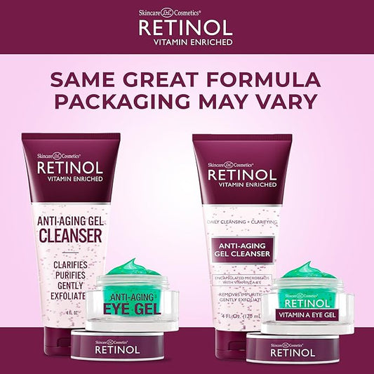 Retinol Anti-Aging Gel Cleanser - Gently Cleans Impurities From Pores & Exfoliates for Soft, Smooth Skin Eye Gel - Reduces Puffiness & Dark Circles, Restores Elasticity