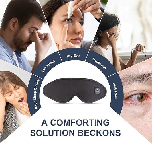 Heated Eye Mask Cordless, Warm Eye Compress for Dry Eyes, Eye Heating Pad for Travel, Dry Eye Mask Heat Therapy for Soothe Tired and Sore Eyes
