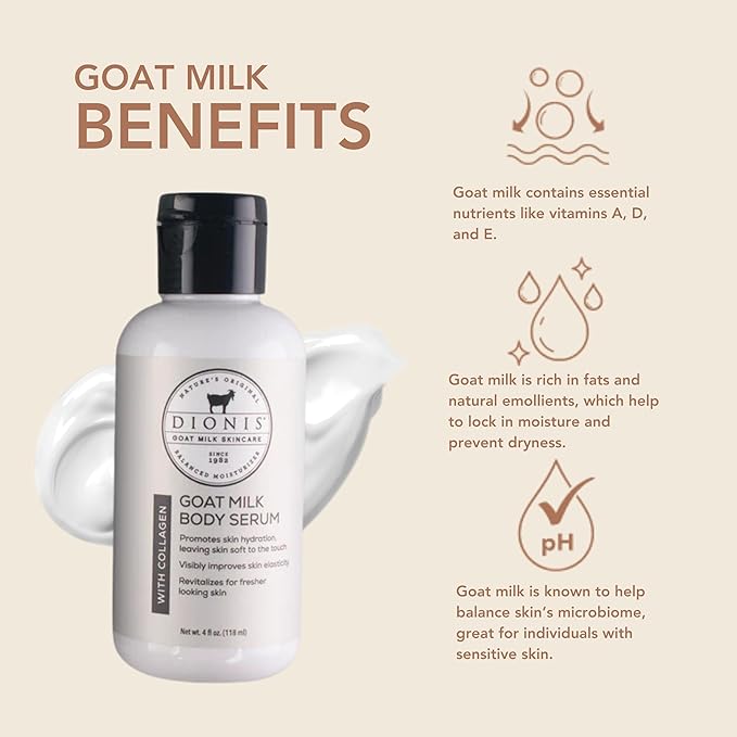 Dionis Goat Milk Skincare Collagen Body Serum, 4oz - Serum With Collagen, Soft and Vibrant Skin, Dermatologist Tested