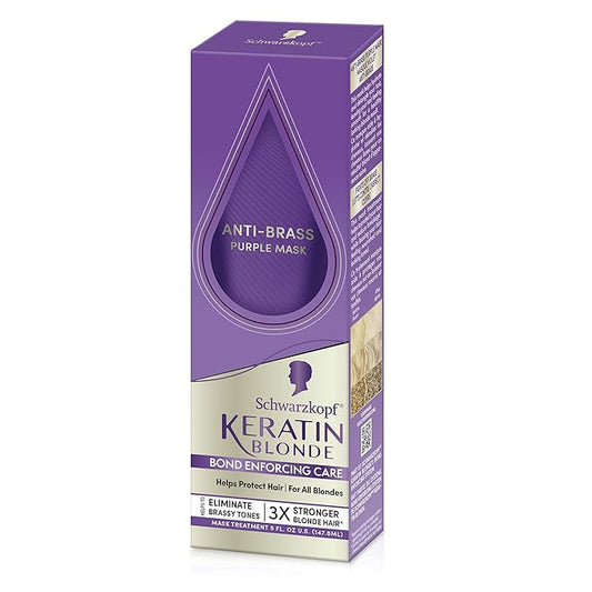 Schwarzkopf Keratin Blonde Anti Brass Purple Mask, 1 Application - Hair Dye Treatment Neutralizes Brassiness and Yellow Undertones, Hair Mask Strengthens Hair, Making it 3x Stronger