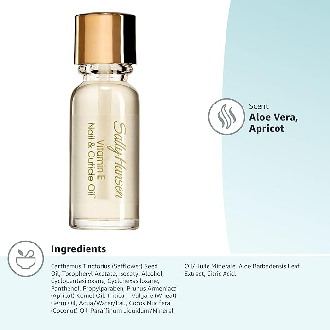 Sally Hansen Vitamin E Nail and Cuticle Oil, 0.45 Fl Oz, Packaging may vary (Pack of 2)