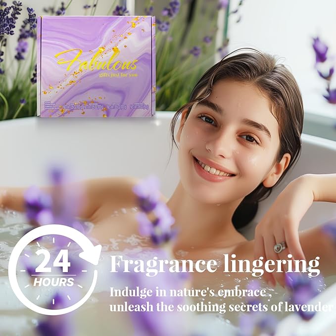 Lavender Relaxing Bath and Body Gift Set for Women - 8Pcs Unique Ideas for Birthday, Valentine's Day, Mother's Day, Christmas