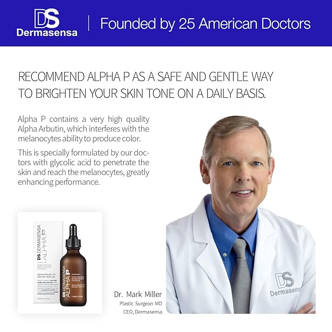 DS Dermasensa Alpha P Essence – Dark Spot Corrector with Alpha Arbutin & Glycolic Acid, Evens Skin Tone & Reduces Discoloration, 60ml / 2 fl.oz