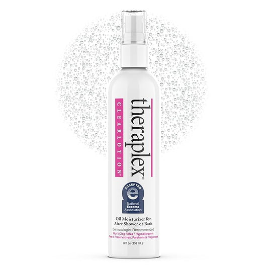 Theraplex Clear Lotion Spray (8 oz) - Natural Jojoba Oil, No Parabens or Preservatives, Noncomedogenic and Hypoallergenic, Dermatologist recommended - National Eczema Association Seal of Acceptance