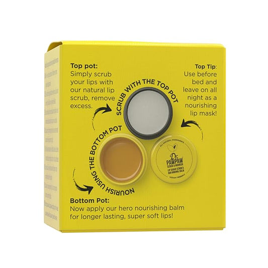 Dr. PawPaw Lip Scrub and Lip Balm Duo - Hydrating Lip Balm with Pawpaw, Aloe, Olive and Castor Oils - Vegan Lip Scrub For Sensitive Skin - 0.55 oz