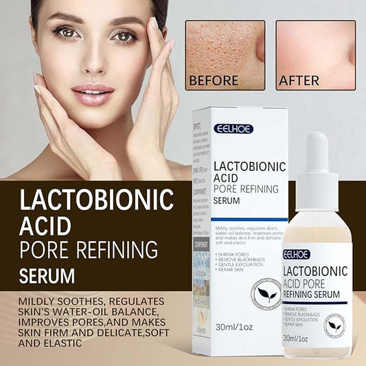 Lactobionic Acid Pore Refining Serum,Minimize Pores Serum Gentle Formula Clean Pore Shrink Pore Firming Skin Reduce Fine Lines Facial Liquid for All Skin
