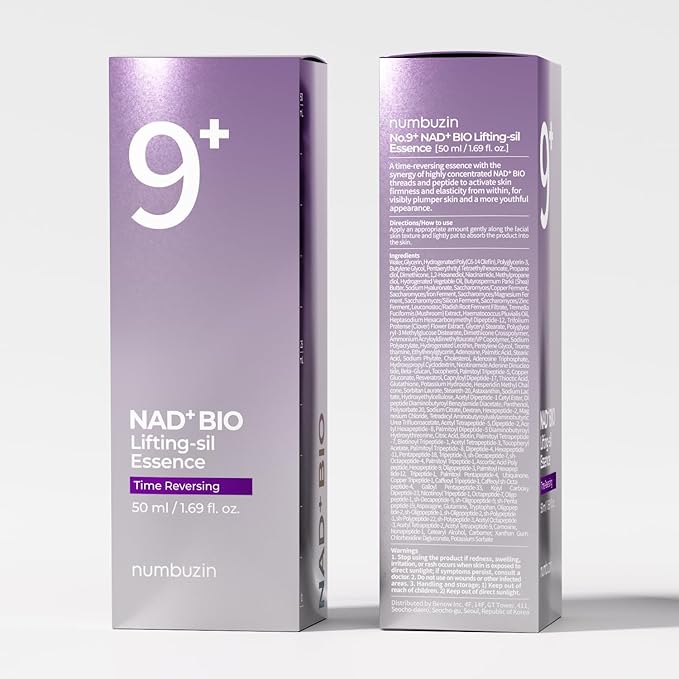 numbuzin No.9 Essence | NAD+ BIO Lifting-sil Essence | Lifting, Firming, Wrinkles, Fine Lines, Elasticity | Peptides, NAD+ | Serum for Aging, Dull Skin | 1.69 fl. oz.