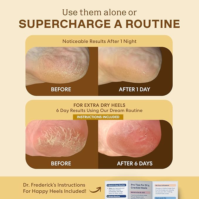 Dr. Frederick's Original Moisturizing Fuzzy Heel Socks - 2 Pairs - Cozy Gel-Lined Sleep Socks for Women & Men - Soothes Dry, Cracked Feet - Heel Repair - Citrus Glow
