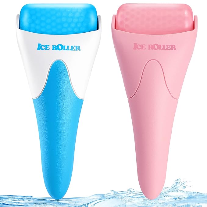 Ice Rollers, 2 Packs Self Care Tools for Reduces Puffiness, Migraine Pain Relief and Energizes Skin, Ideal Gift for Women and Suit for All Skin Types(Blue+Pink)