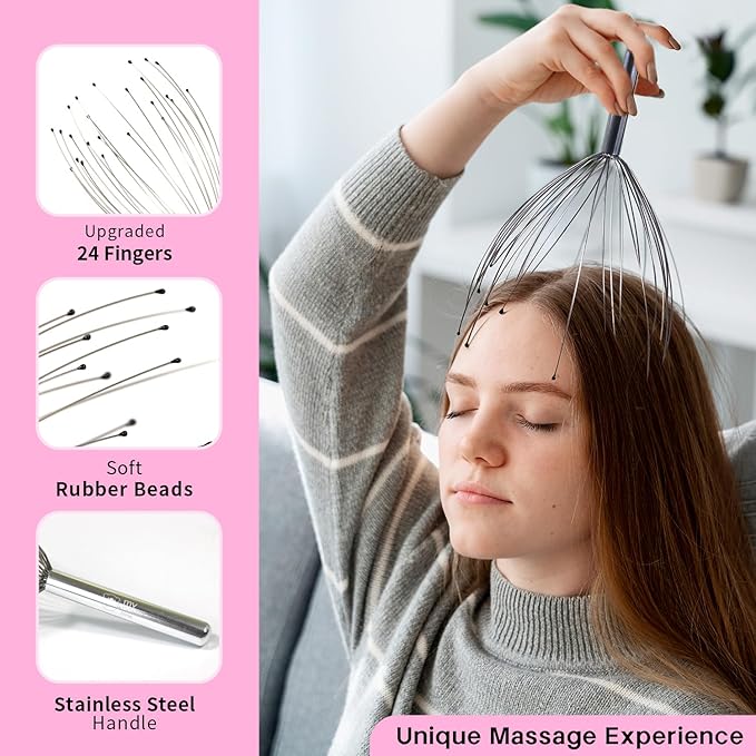 Ice Face Roller, Cooling Eye Mask, Head Scratcher Face Lifting Massager Muscle Roller 3PCS Set, 24 Fingers Head Scalp Massager Body Massager for Leg Arm Calf Neck Women Man Massager Tool