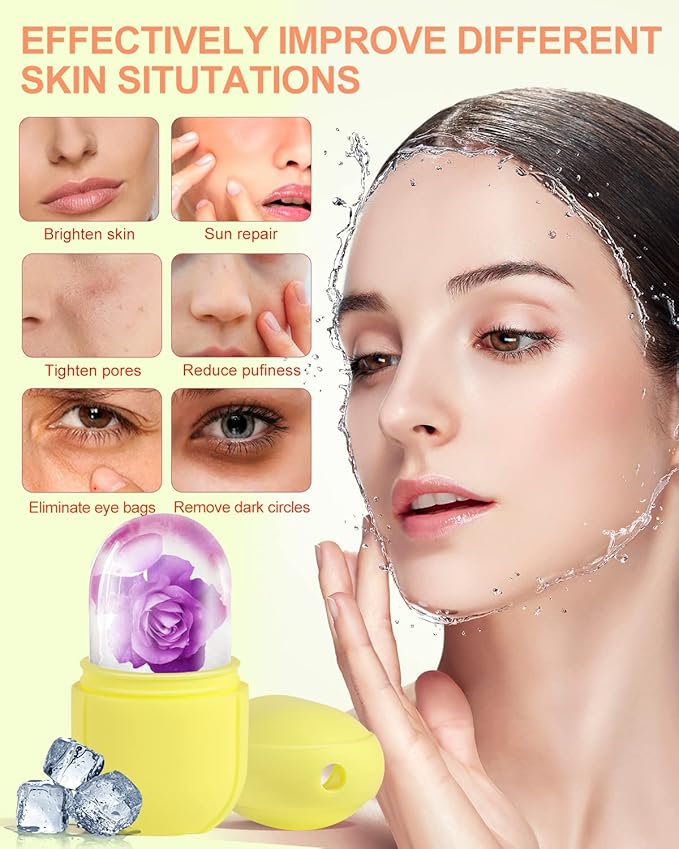 Ice Roller for Face & Eye, Beauty Facial Ice Holder Mold Face Puffiness Relief Massage Skin Care Tools for Brighten Lubricate Shrink Pores Remove Fine Lines