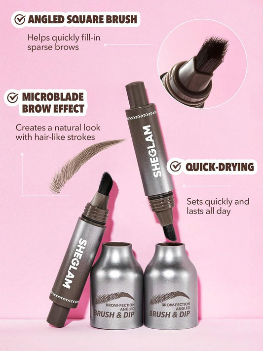 SHEGLAM Brow-Fection Angled Brush & Dip Upgraded Microblading Eyebrow Pen Long Lasting Waterproof Easy To Color-Truffle
